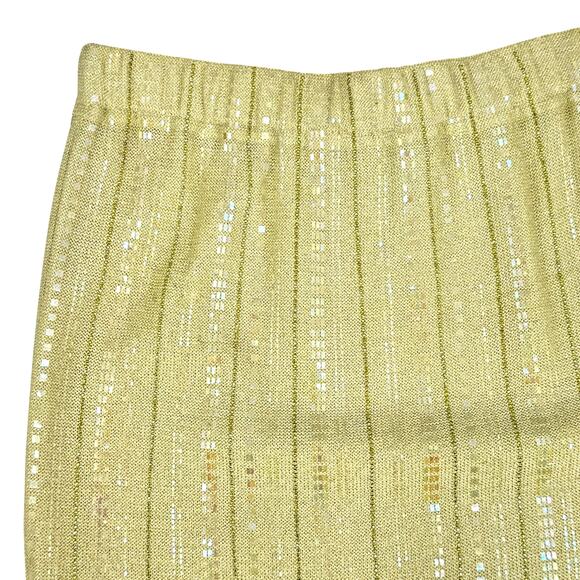 St. John Evening Canary Yellow Santana Knit Wool Blend Embellished Pencil Skirt - Picture 3 of 7